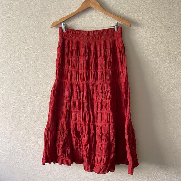 rust orange tierd maxi skirt | boho fairy whimsy hippie festival fits XS S M - Picture 1 of 4